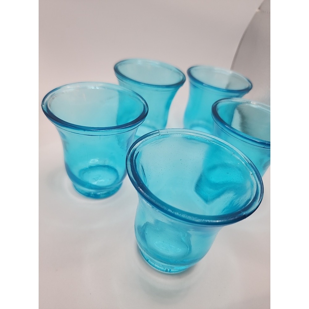 Blue Glass Candle Holders 3" Ocean Teal Tapered Cylinder Gift Decor Lot Of 12